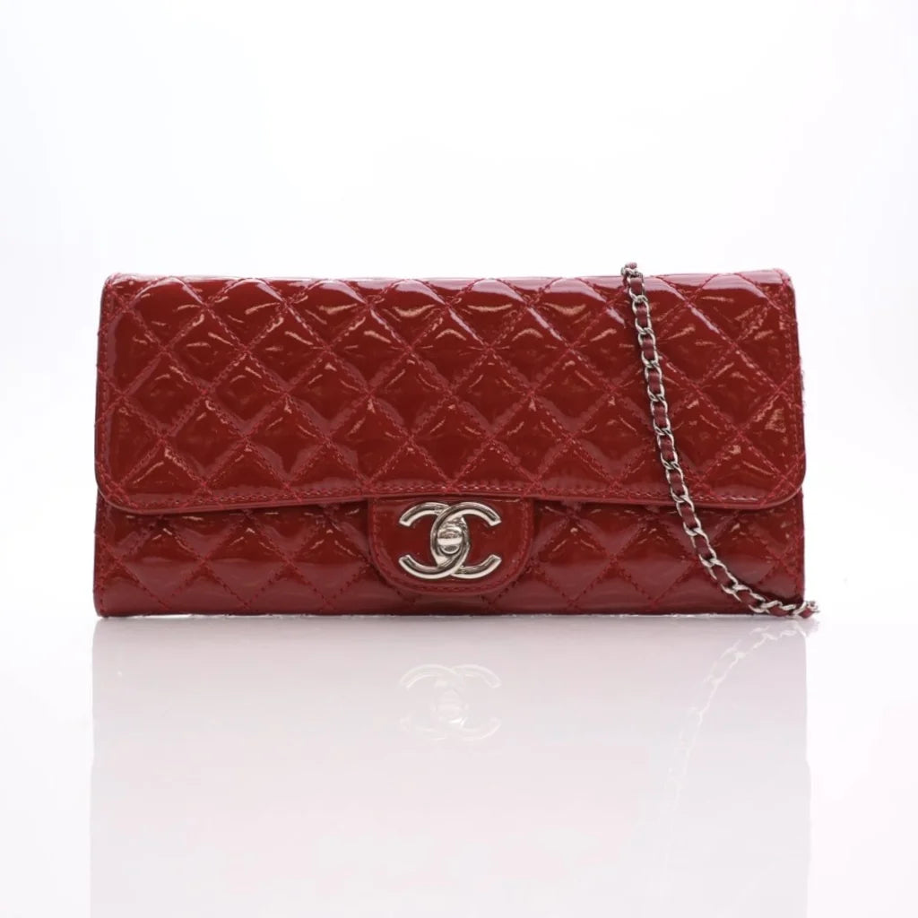 Chanel East West Flap Clutch Red Patent