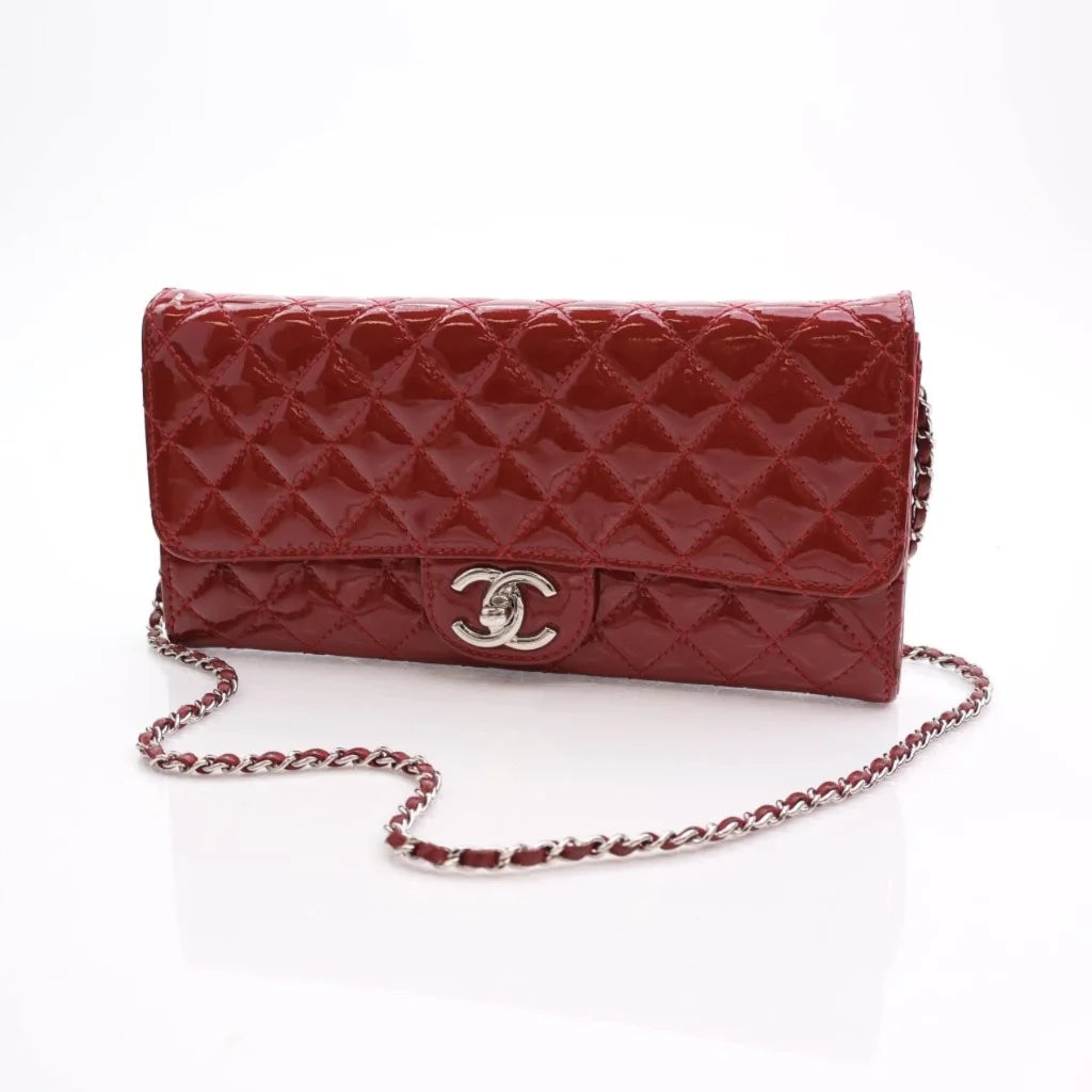 Chanel East West Flap Clutch Red Patent