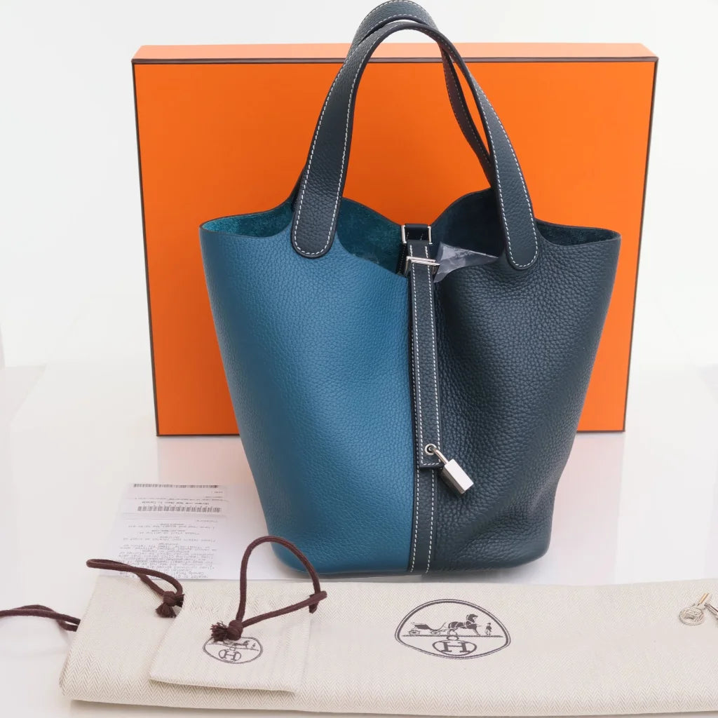 Hermes Picotin 22 Vert Cypress Bicolor Clemence