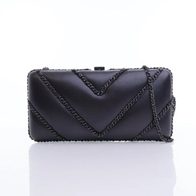 Chanel Chevron Clutch with Chain So Black Lambskin