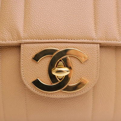 Chanel Vintage Mademoiselle Jumbo XL Beige Caviar