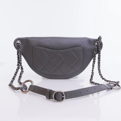 Chanel Chain Signe Waist Bag Grey Calfskin