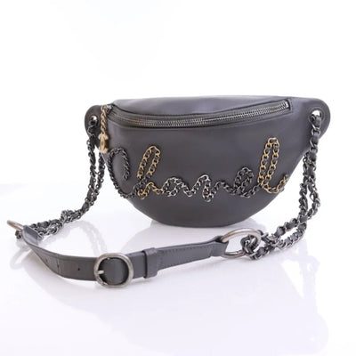 Chanel Chain Signe Waist Bag Grey Calfskin