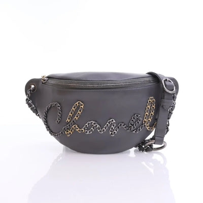 Chanel Chain Signe Waist Bag Grey Calfskin