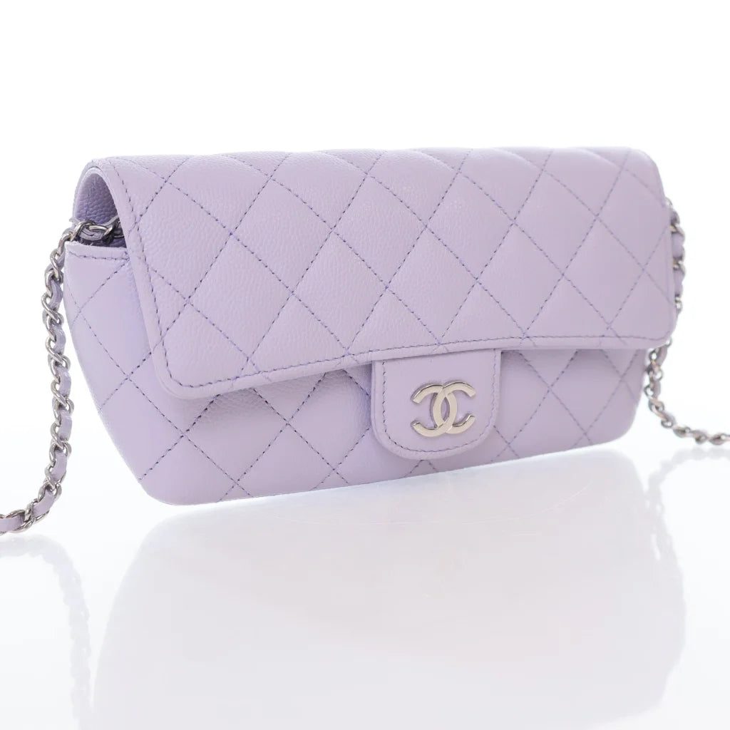 Chanel Sunglasses Case with Chain Lilac Caviar