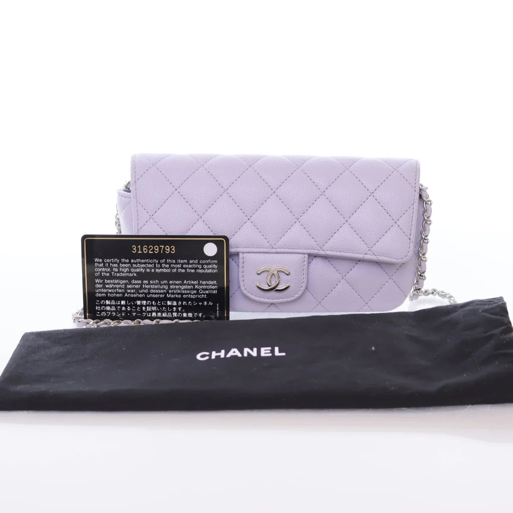 Chanel Sunglasses Case with Chain Lilac Caviar