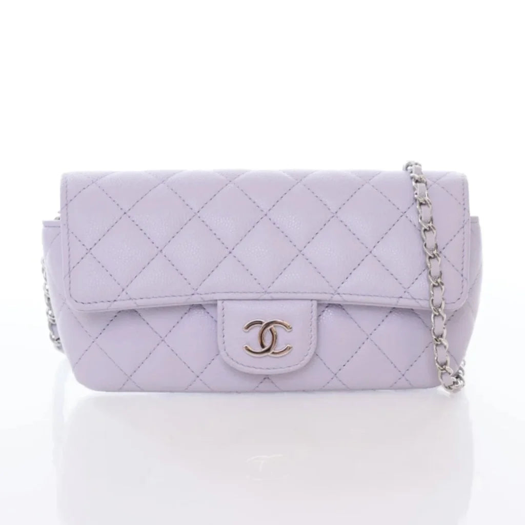 Chanel Sunglasses Case with Chain Lilac Caviar