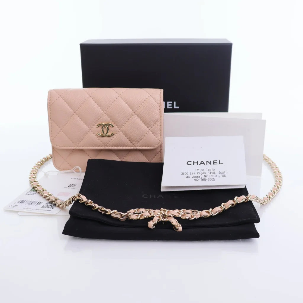 Chanel Bow Belt Bag Beige Caviar