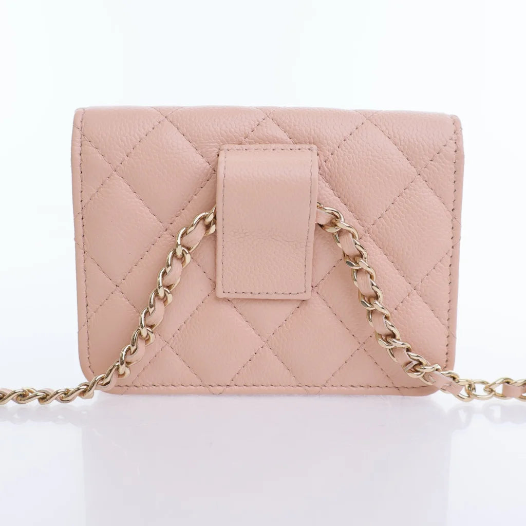 Chanel Bow Belt Bag Beige Caviar