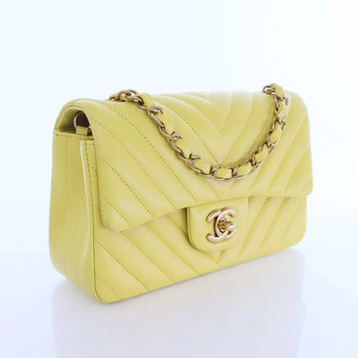 Chanel Chevron Mini Rectangle Yellow Lambskin