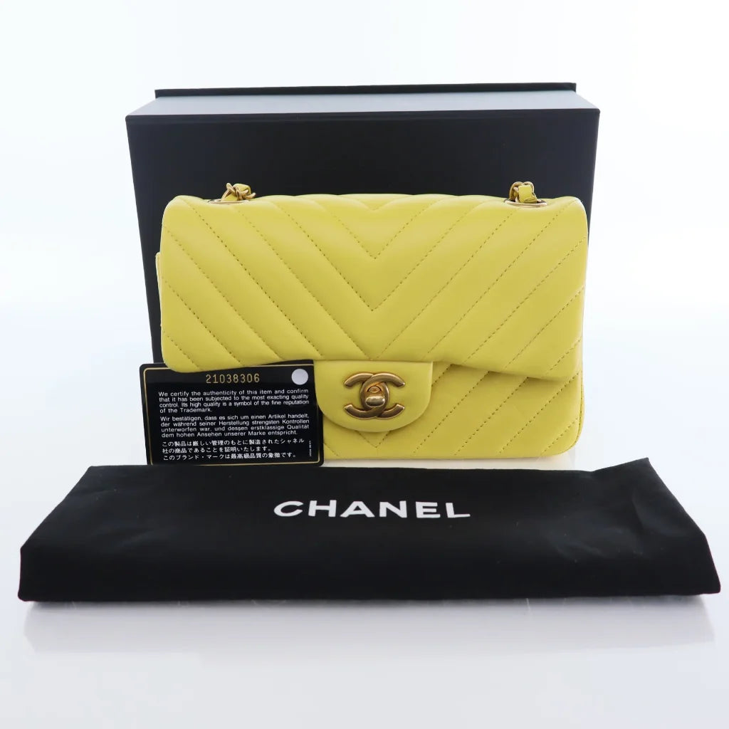 Chanel Chevron Mini Rectangle Yellow Lambskin