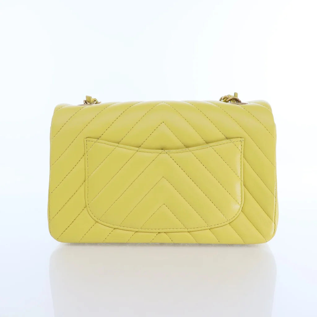 Chanel Chevron Mini Rectangle Yellow Lambskin