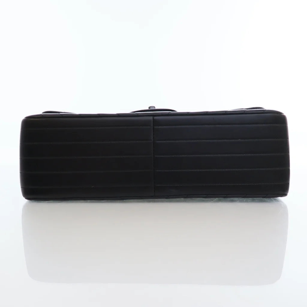 Chanel Classic Chevron Jumbo Flap Black Lambskin