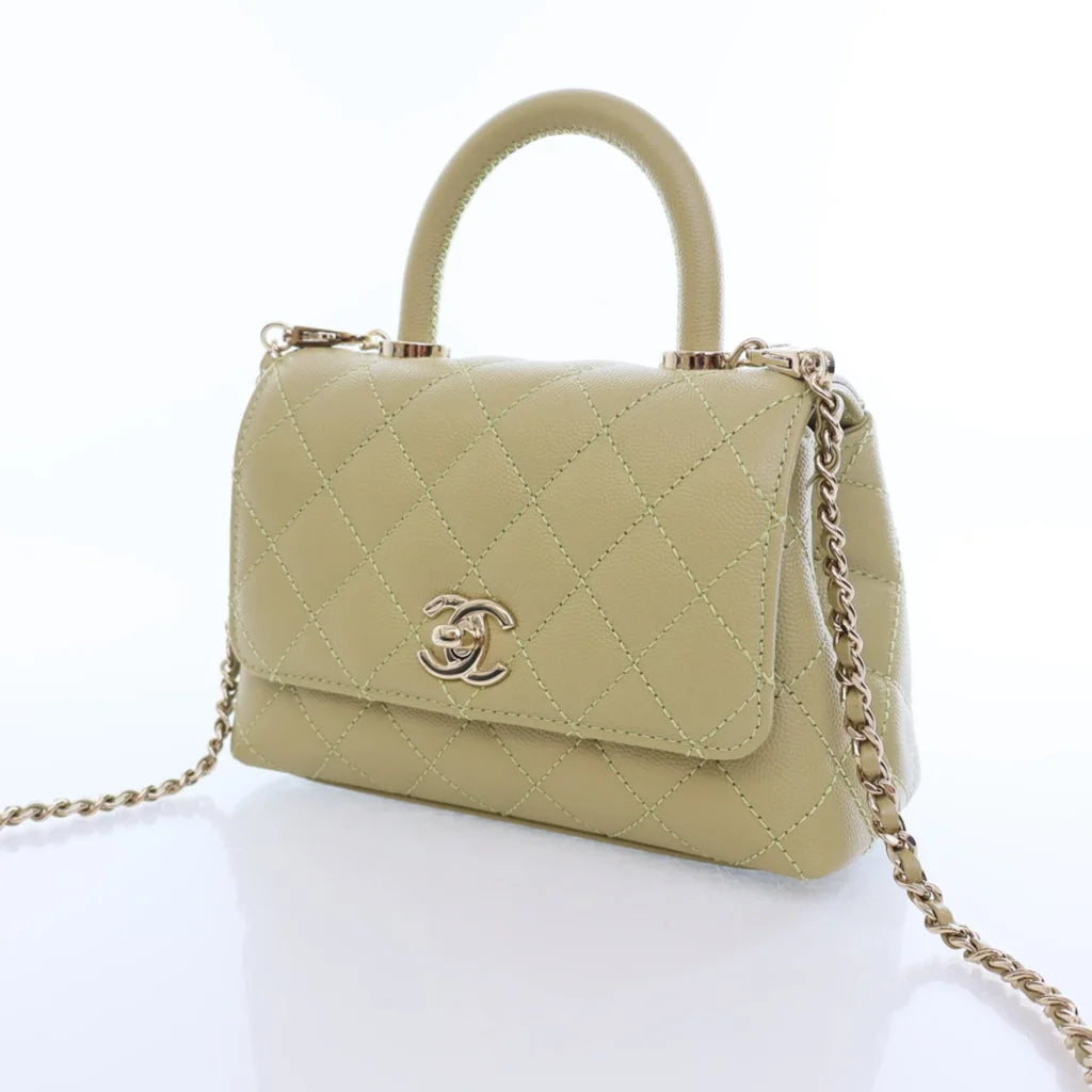 Chanel Coco Handle Mini Green Caviar