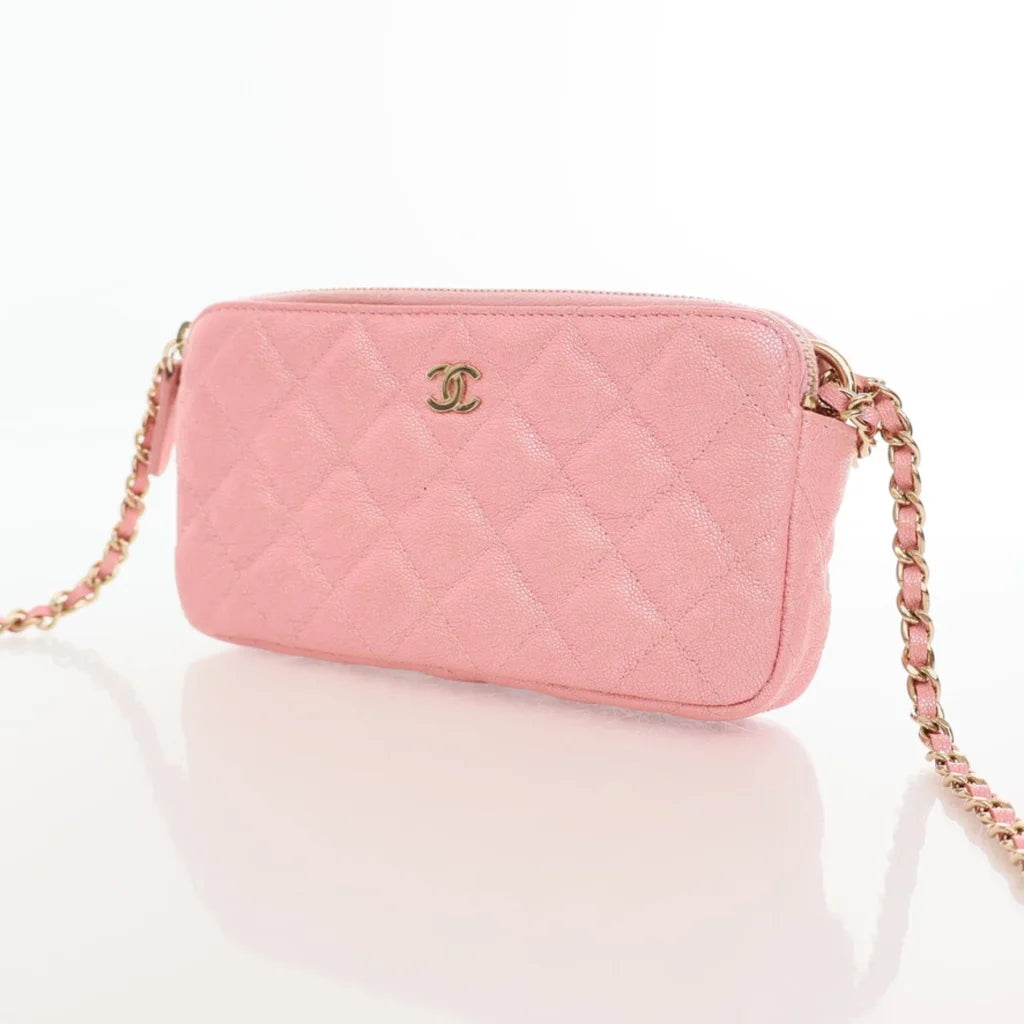 Chanel Double Zip Wallet On Chain (WOC) Pink Caviar