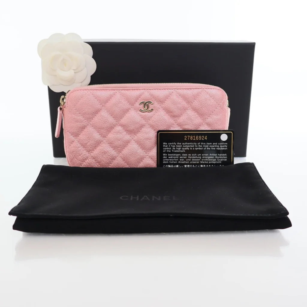 Chanel Double Zip Wallet On Chain (WOC) Pink Caviar