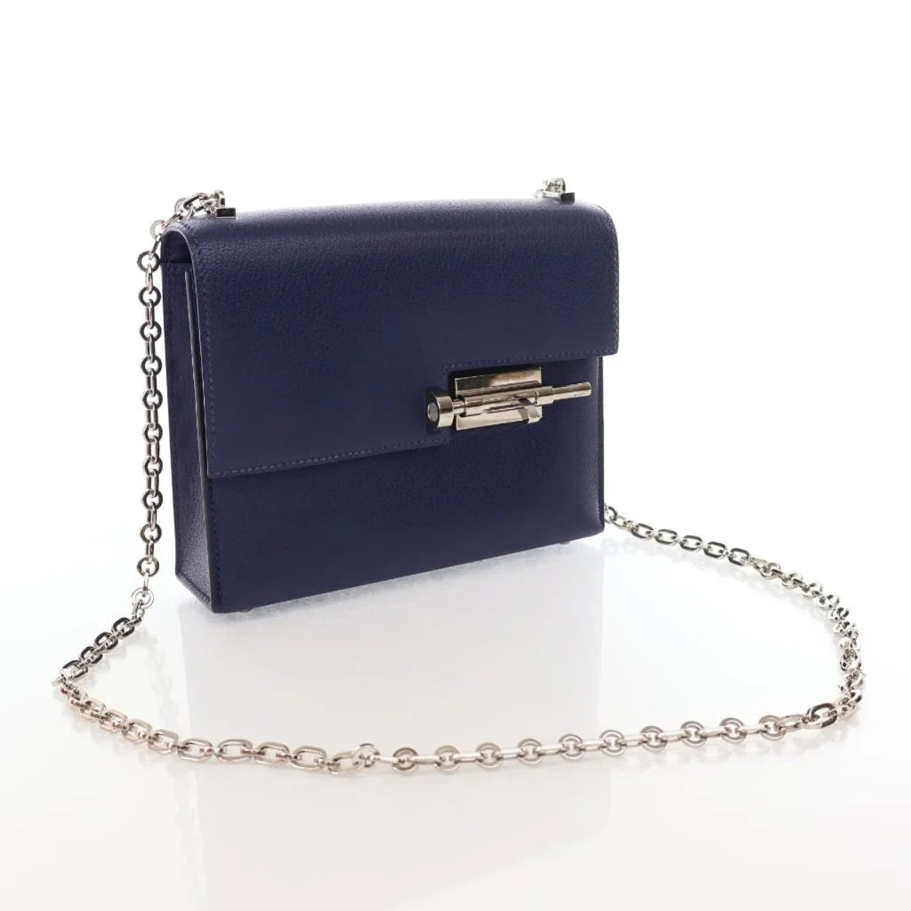 Hermes Verrou Mini Bleu Saphir Chevre Mysore