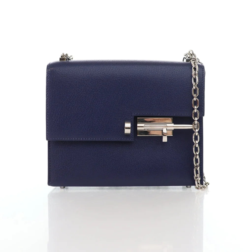 Hermes Verrou Mini Bleu Saphir Chevre Mysore