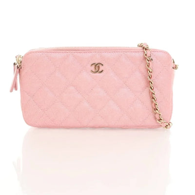 Chanel Double Zip Wallet On Chain (WOC) Pink Caviar