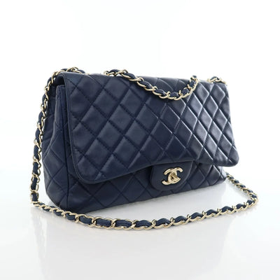 Chanel Classic Single Flap Jumbo Blue Lambskin