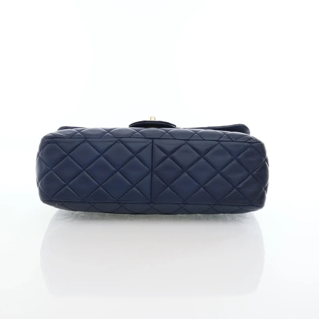 Chanel Classic Single Flap Jumbo Blue Lambskin