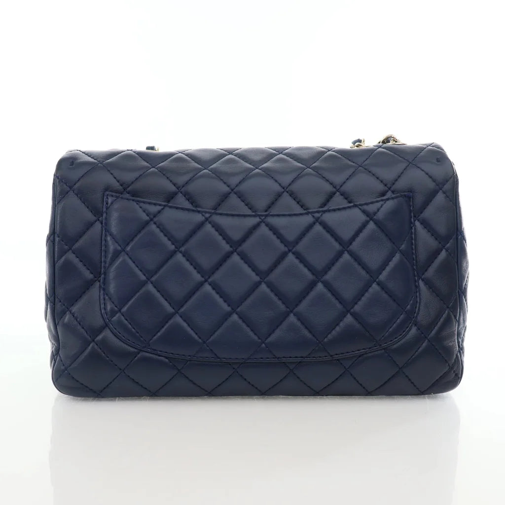 Chanel Classic Single Flap Jumbo Blue Lambskin