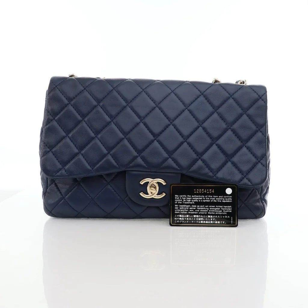 Chanel Classic Single Flap Jumbo Blue Lambskin