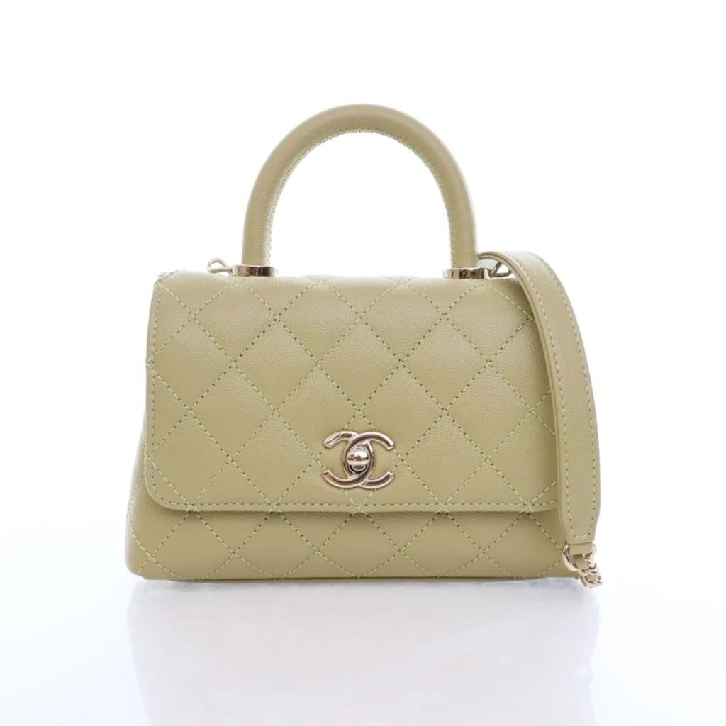 Chanel Coco Handle Mini Green Caviar