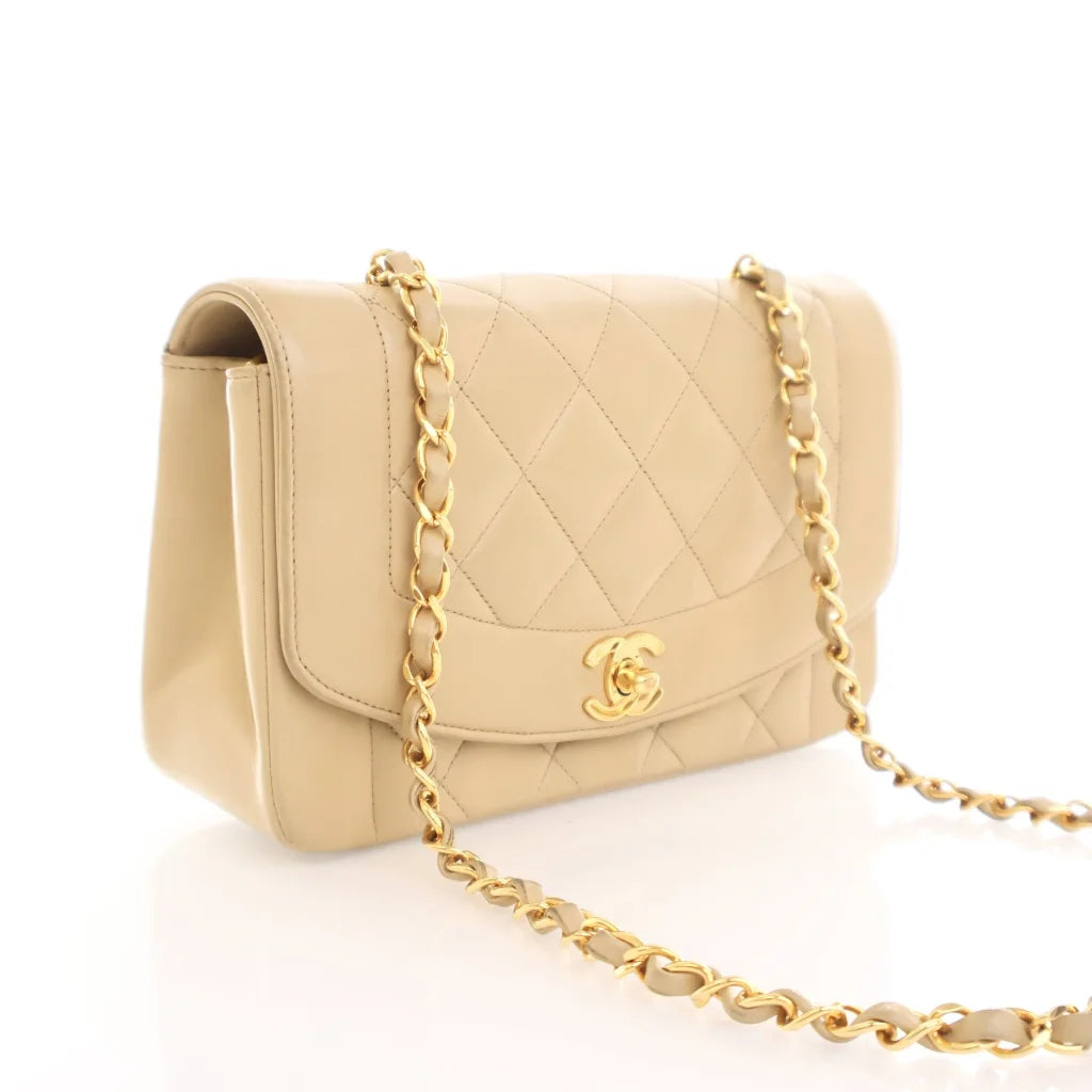 Chanel Vintage Diana Small Beige Lambskin