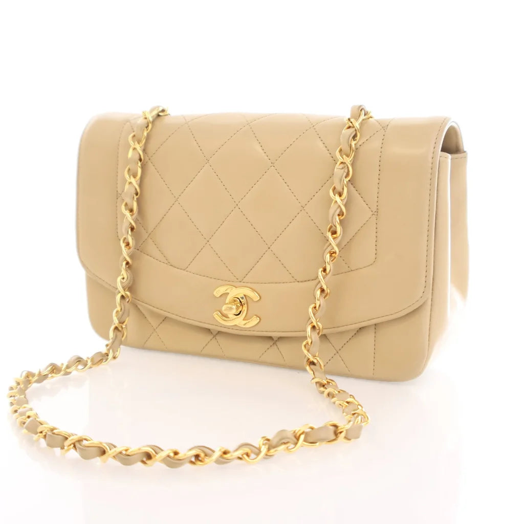 Chanel Vintage Diana Small Beige Lambskin