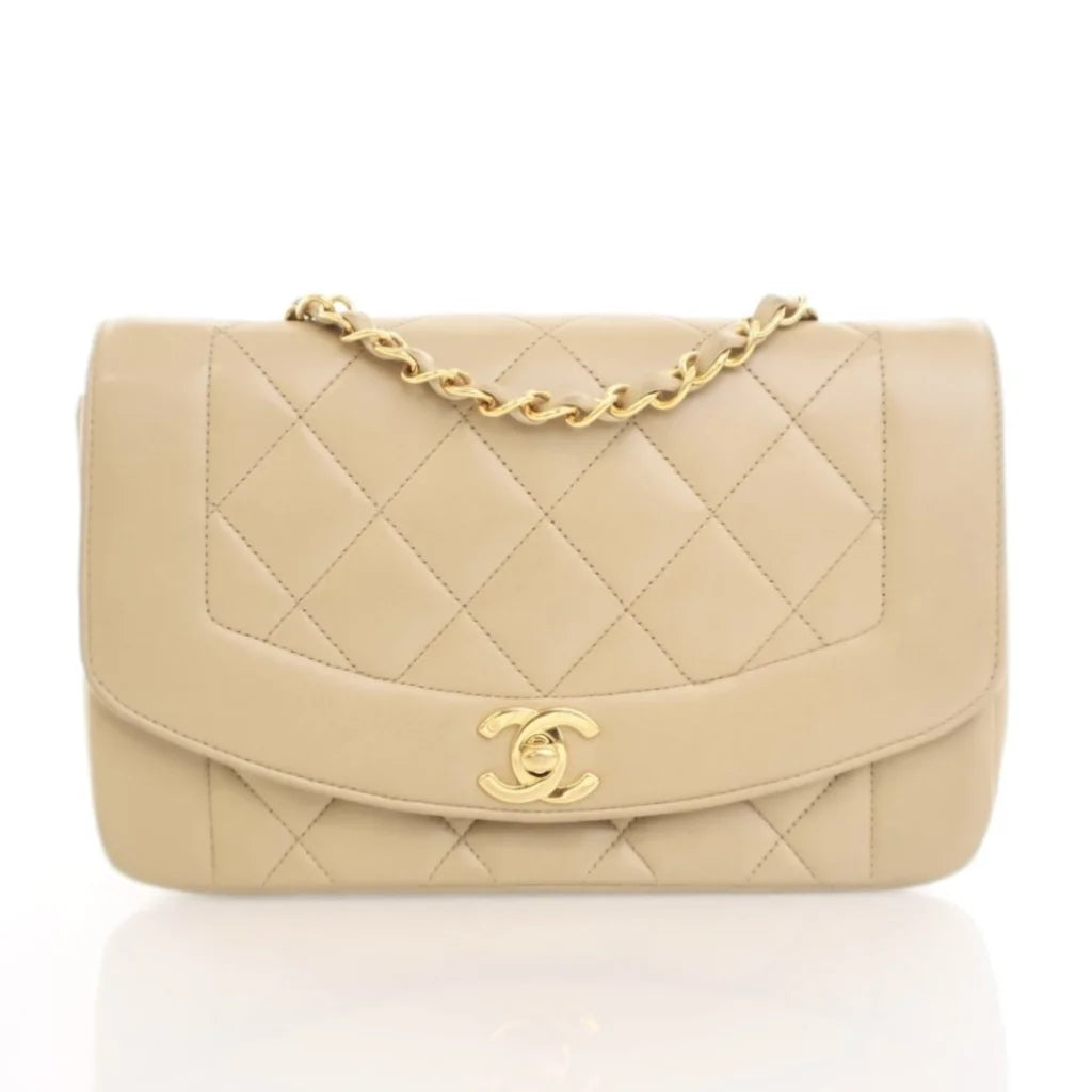 Chanel Vintage Diana Small Beige Lambskin