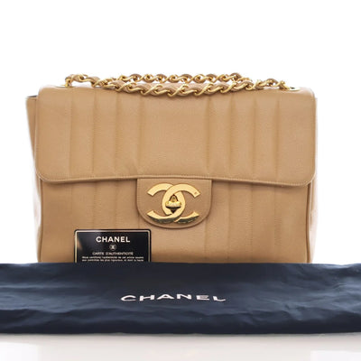 Chanel Vintage Mademoiselle Jumbo XL Beige Caviar