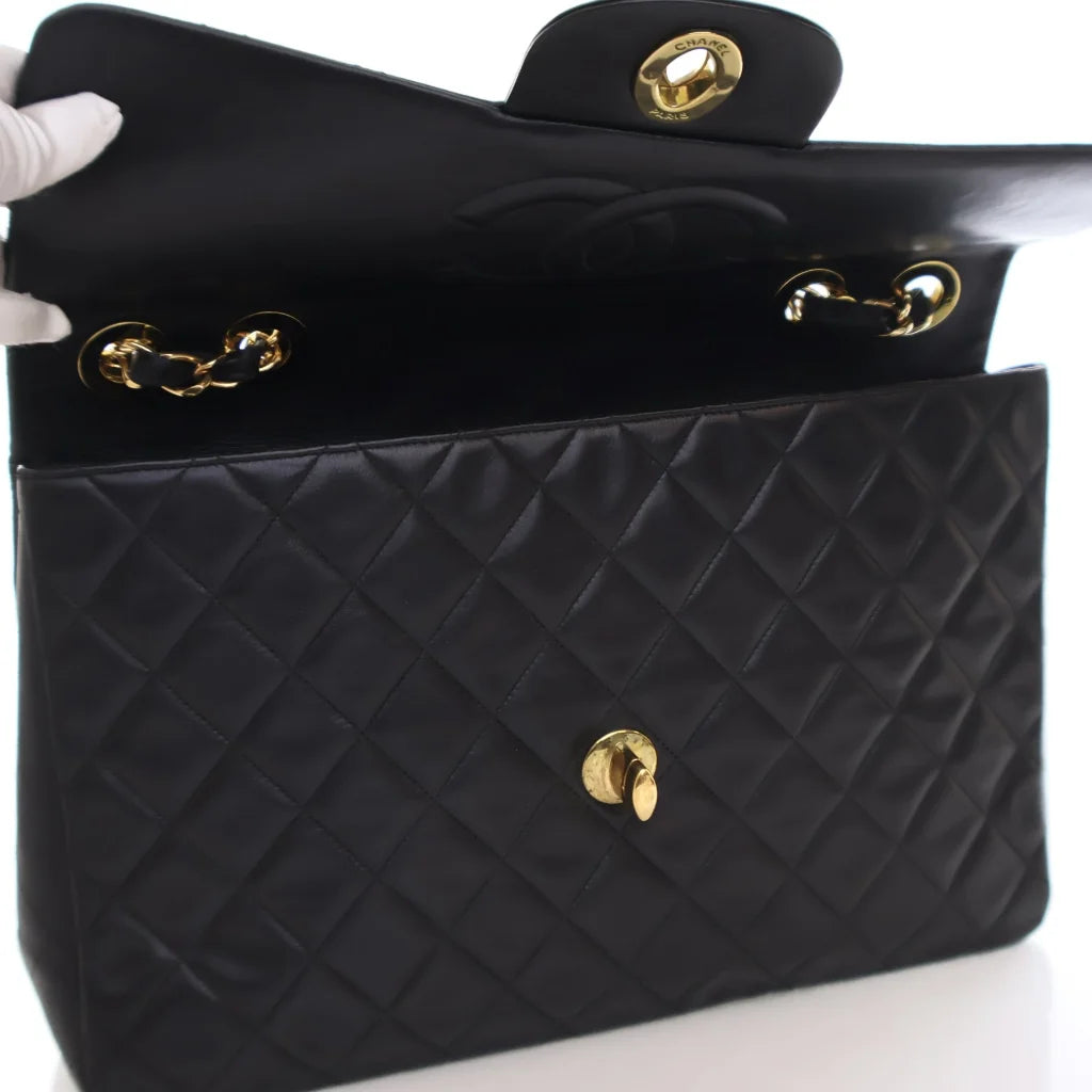 Chanel Vintage Maxi XL Flap Black Lambskin