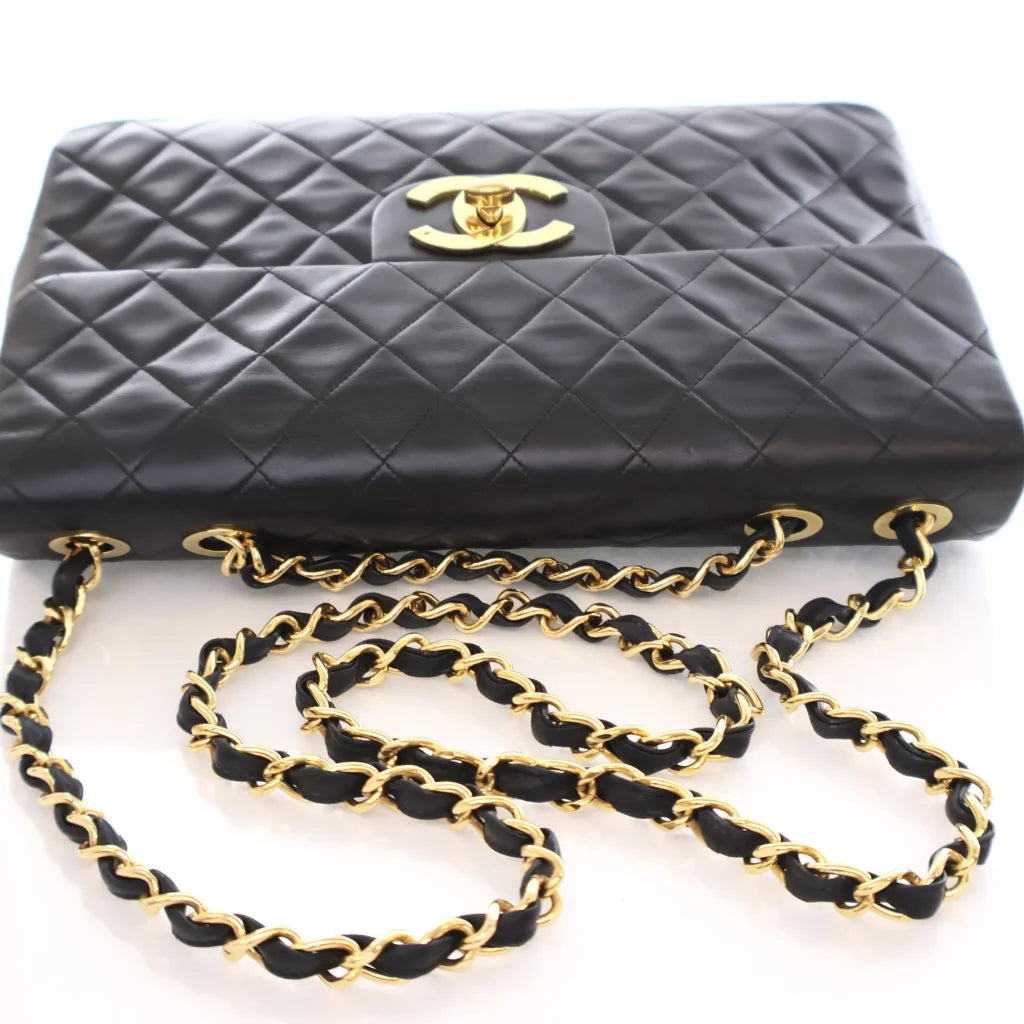 Chanel Vintage Maxi XL Flap Black Lambskin