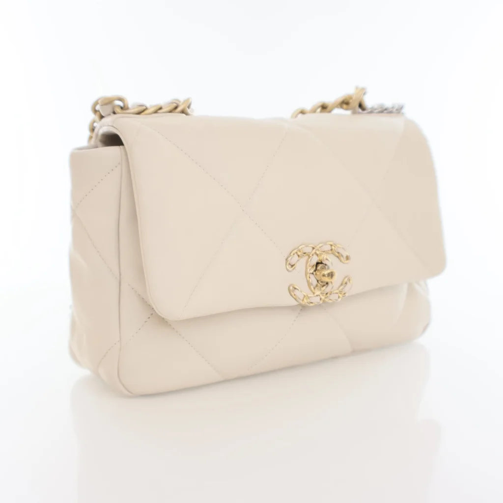 Chanel 19 Flap Small Beige Goatskin