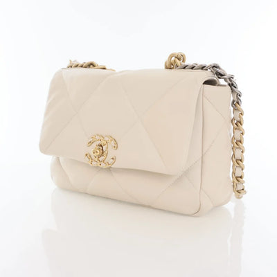 Chanel 19 Flap Small Beige Goatskin