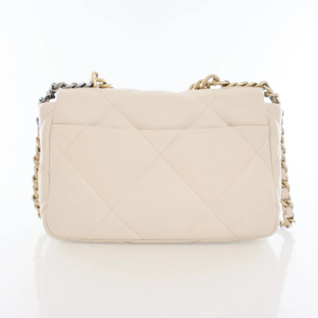 Chanel 19 Flap Small Beige Goatskin