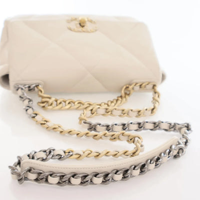 Chanel 19 Flap Small Beige Goatskin