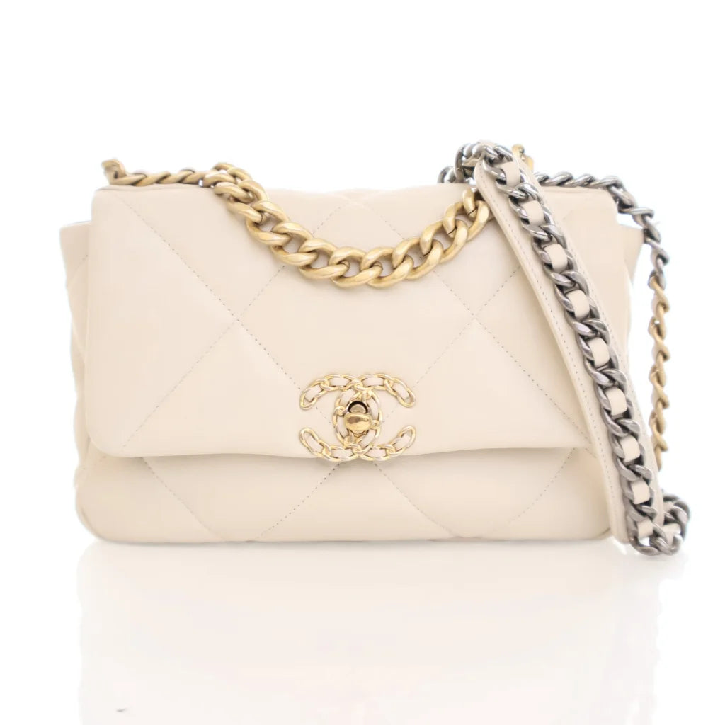 Chanel 19 Flap Small Beige Goatskin