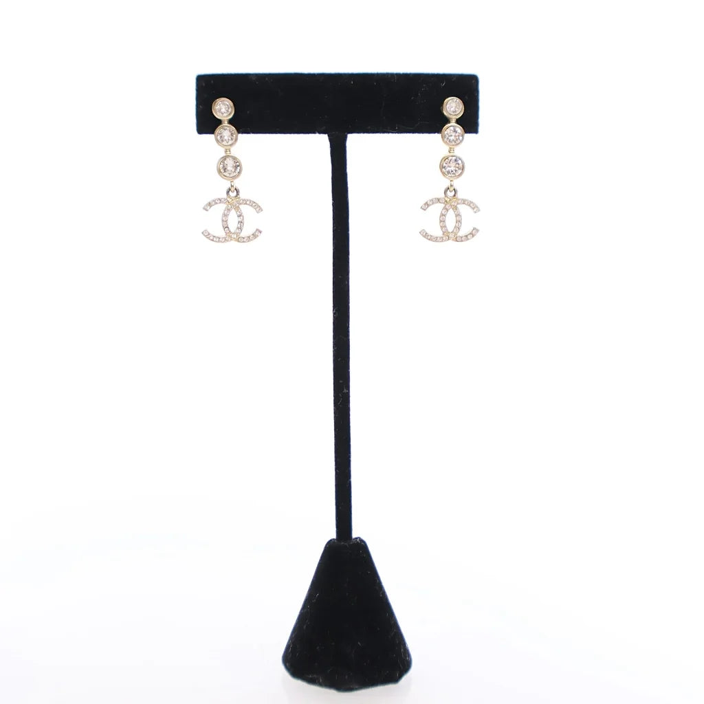 Chanel Crystal CC Drop Earrings