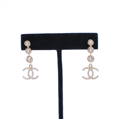 Chanel Crystal CC Drop Earrings