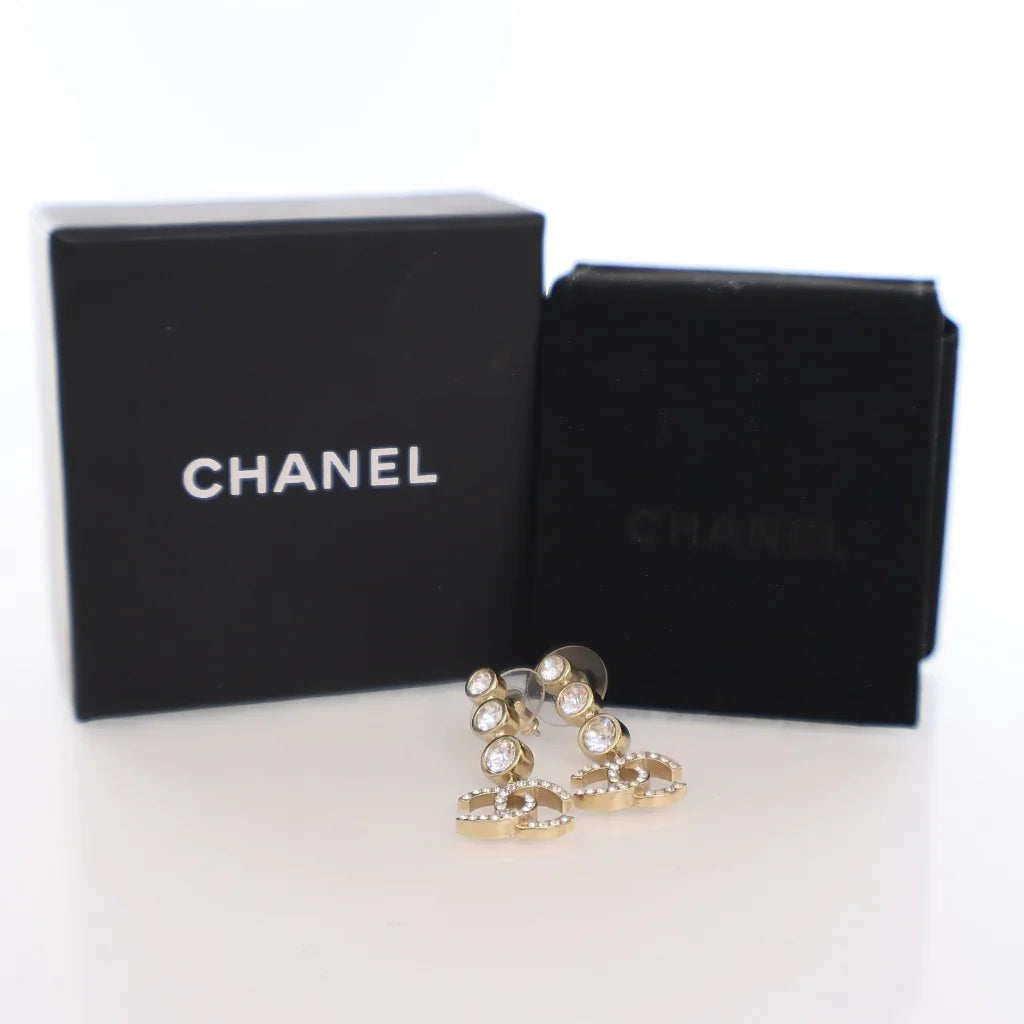 Chanel Crystal CC Drop Earrings