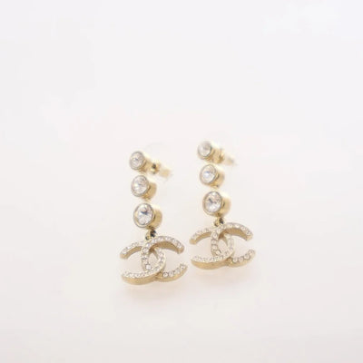 Chanel Crystal CC Drop Earrings