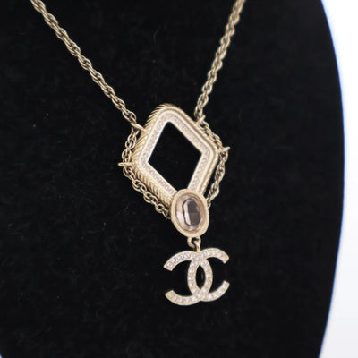 Chanel Crystal CC Drop Pendant Necklace