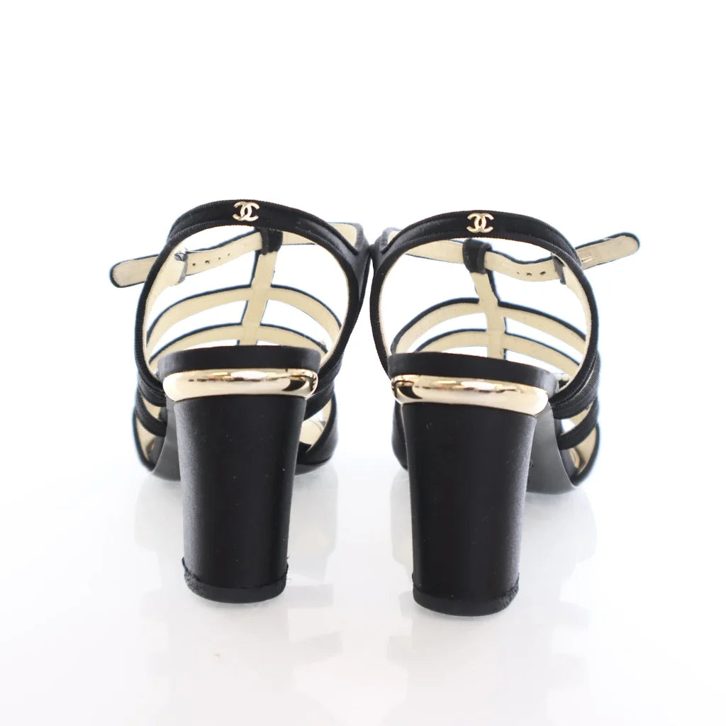 Chanel Bow Pearl Satin Sandals Sz 40