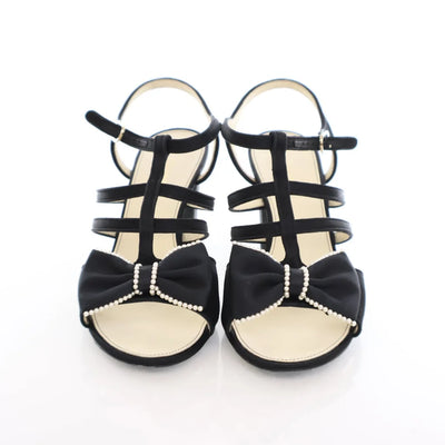 Chanel Bow Pearl Satin Sandals Sz 40