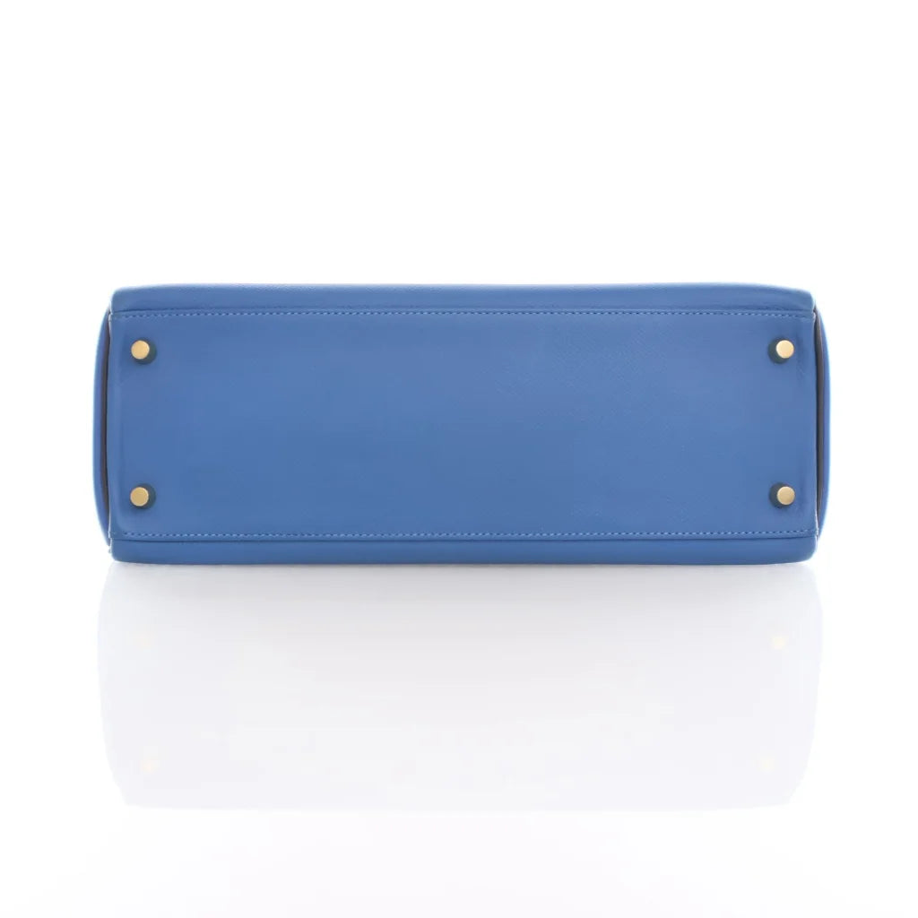 Hermes Kelly 32 Blue Zanzibar Epsom