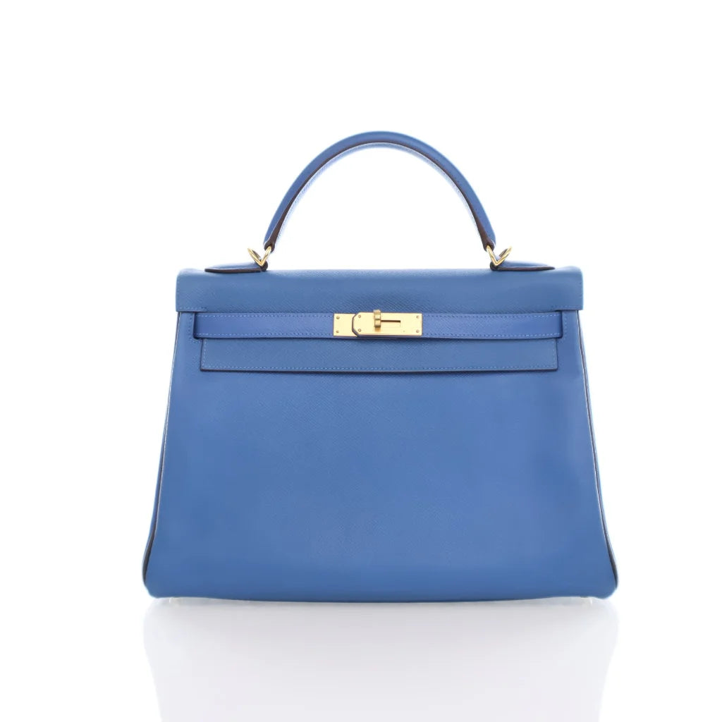 Hermes Kelly 32 Blue Zanzibar Epsom