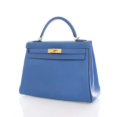 Hermes Kelly 32 Blue Zanzibar Epsom