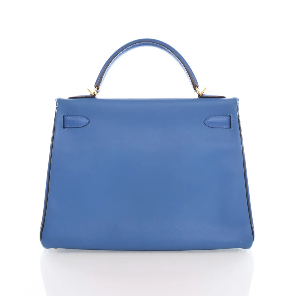 Hermes Kelly 32 Blue Zanzibar Epsom